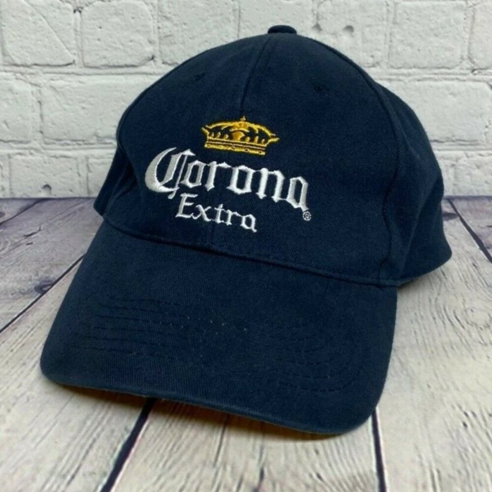 Baseball Hat Beer Corona Extra Cap Embroidered Adjustable Strap Brew Navy Blue